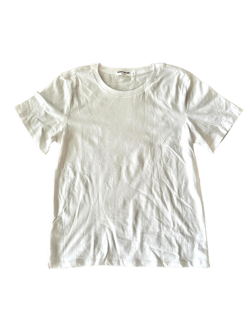 NEW Elizabeth & James Hanes White Crew Neck Short Sleeve Tee T-Shirt Knit Top L